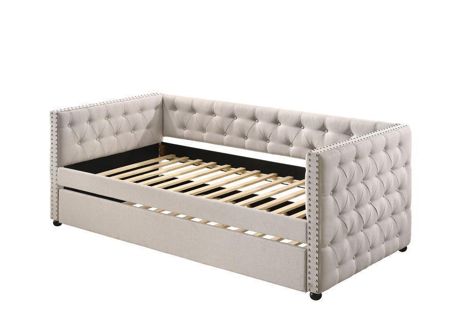 ACME Romona Full Daybed & Twin Trundle , Beige Fabric FredCo