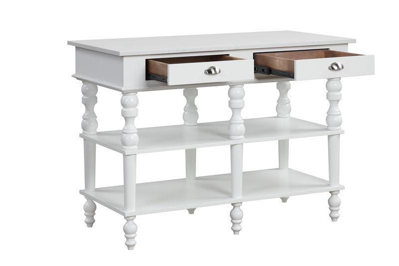ACME Rorratt Kitchen Island, Marble & White Finish FredCo