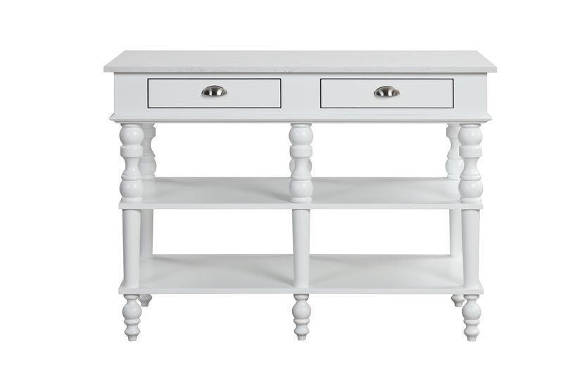 ACME Rorratt Kitchen Island, Marble & White Finish FredCo