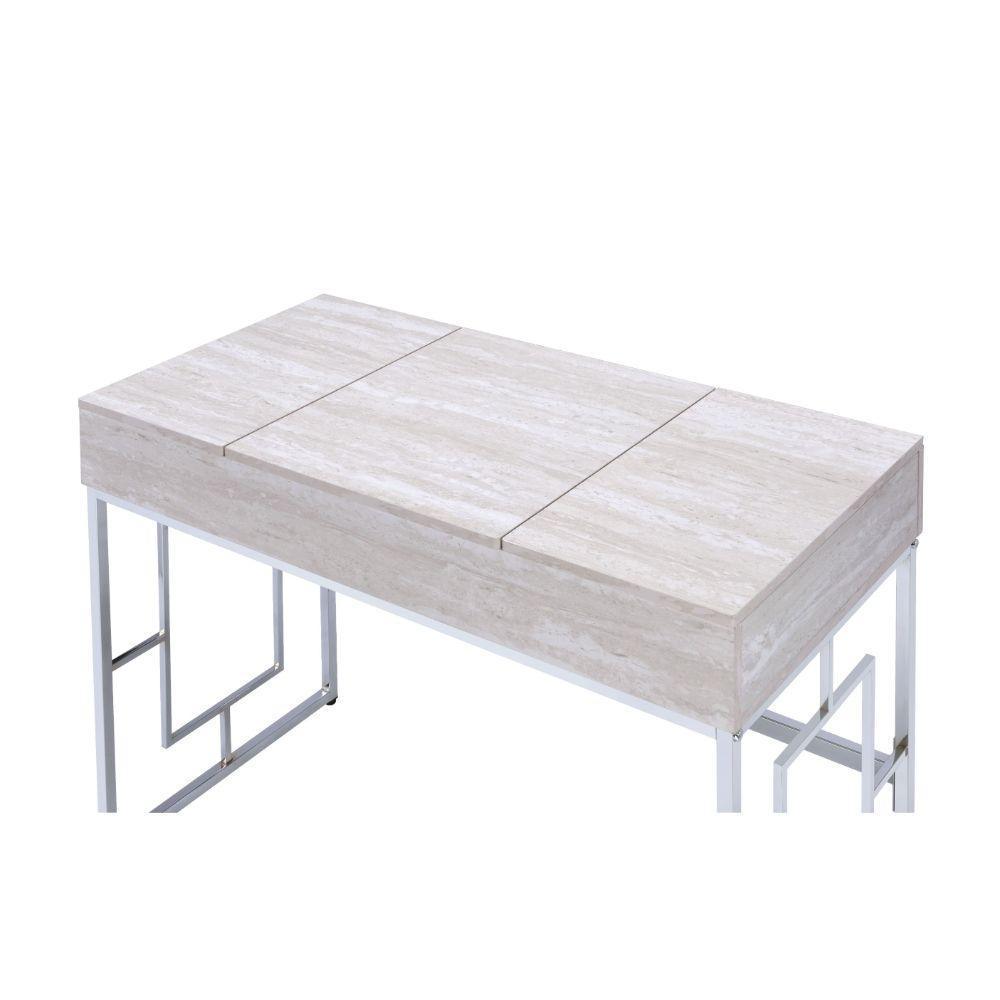 ACME Saffron Vanity Desk, Natural & Chrome FredCo
