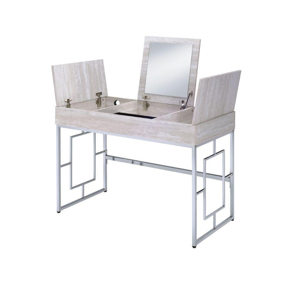 ACME Saffron Vanity Desk, Natural & Chrome FredCo