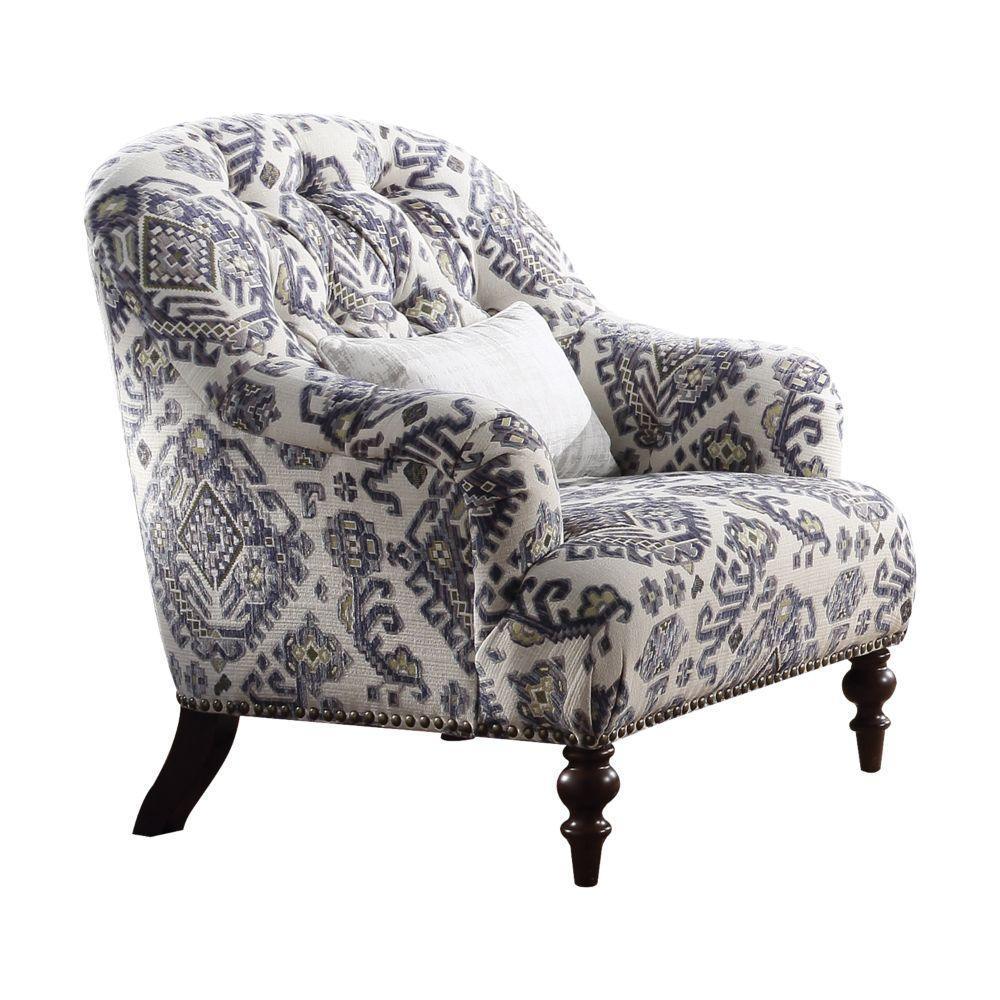 ACME Saira Chair w/1 Pillow, Pattern Fabric FredCo