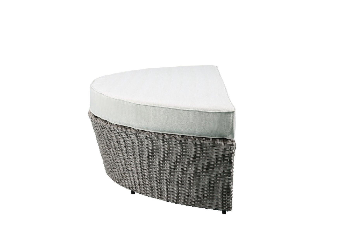 ACME Salena Patio Canopy Sofa & Ottoman, Beige Fabric & Gray Wicker FredCo