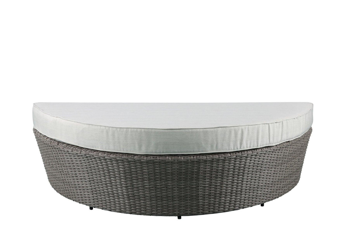 ACME Salena Patio Canopy Sofa & Ottoman, Beige Fabric & Gray Wicker FredCo