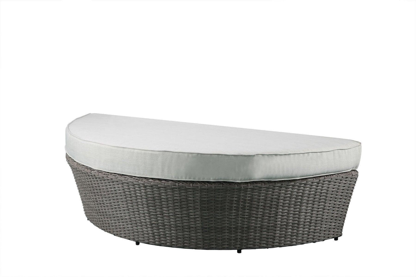 ACME Salena Patio Canopy Sofa & Ottoman, Beige Fabric & Gray Wicker FredCo
