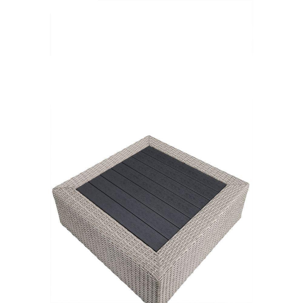 ACME Salena Patio Sectional & Cocktail Table, Beige Fabric & Gray Wicker 45020 FredCo