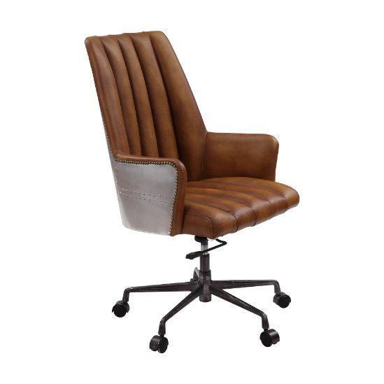 ACME Salvol Office Chair, Sahara Leather & Aluminum FredCo