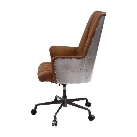 ACME Salvol Office Chair, Sahara Leather & Aluminum FredCo