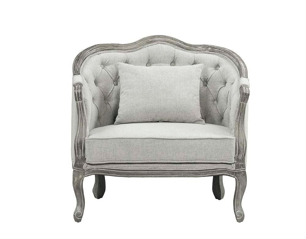 ACME Samael Chair w/Pillow, Gray Linen & Gray Oak Finish FredCo