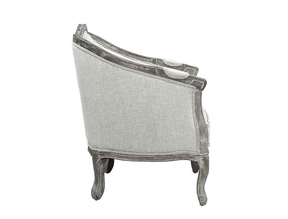 ACME Samael Chair w/Pillow, Gray Linen & Gray Oak Finish FredCo