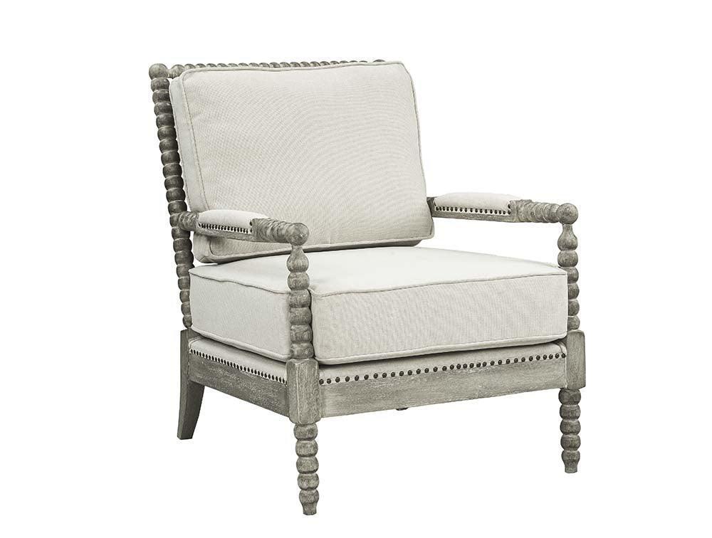 ACME Saraid Accent Chair, Beige Linen & Gray Oak Finish FredCo
