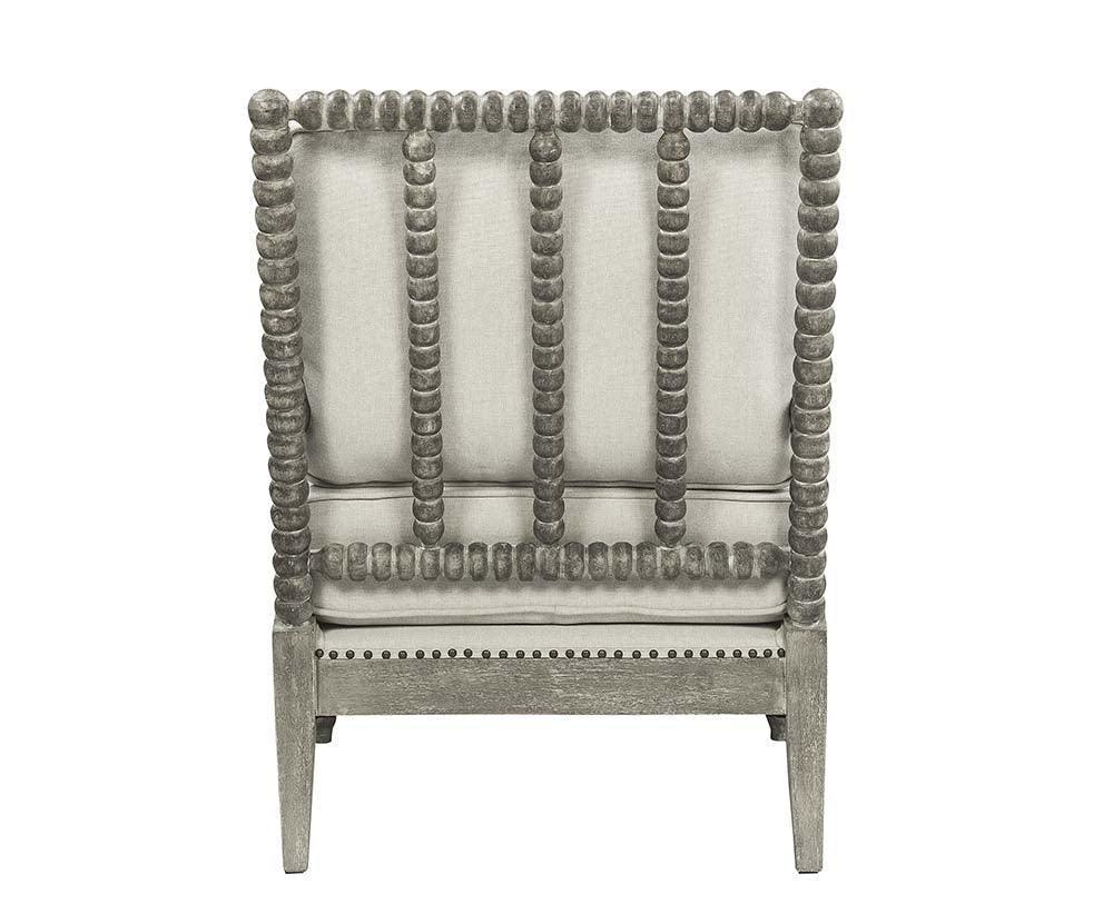 ACME Saraid Accent Chair, Beige Linen & Gray Oak Finish FredCo
