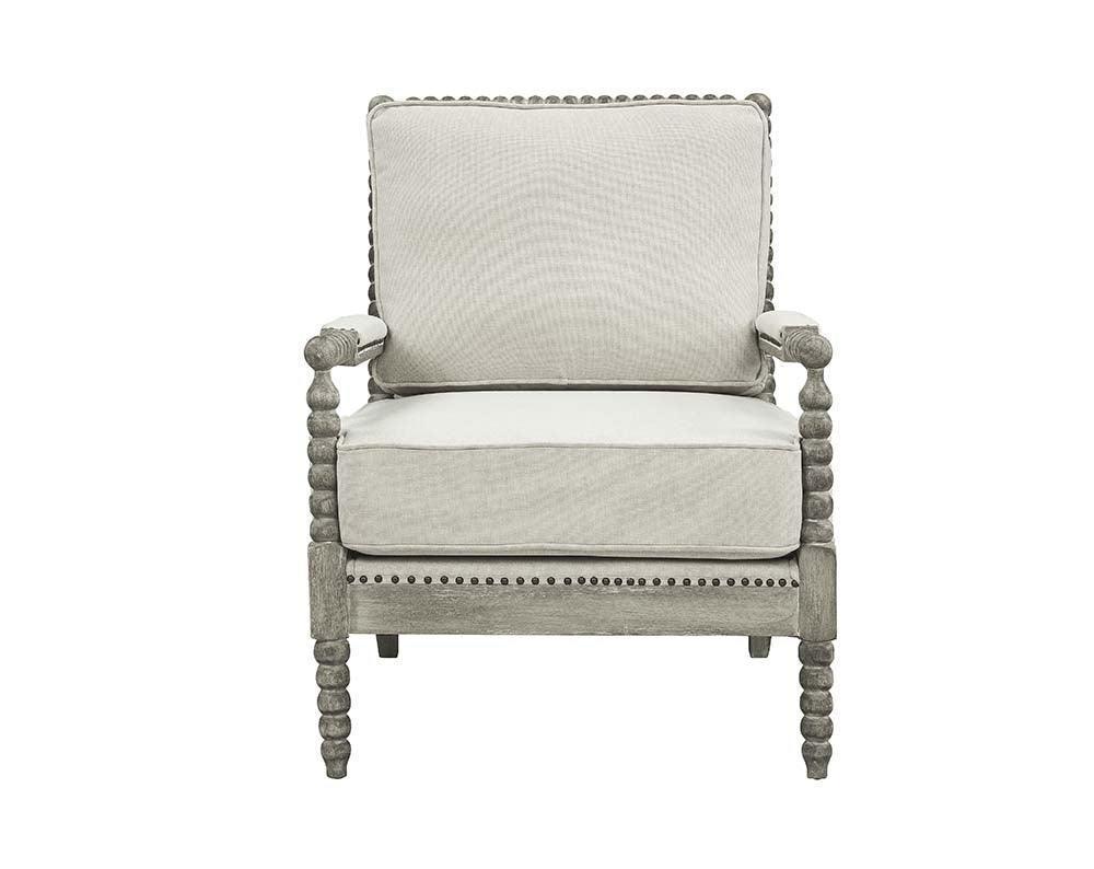 ACME Saraid Accent Chair, Beige Linen & Gray Oak Finish FredCo