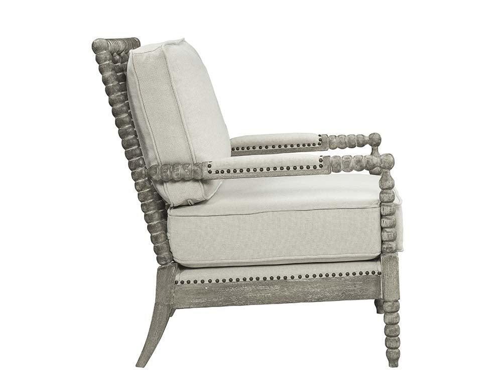 ACME Saraid Accent Chair, Beige Linen & Gray Oak Finish FredCo