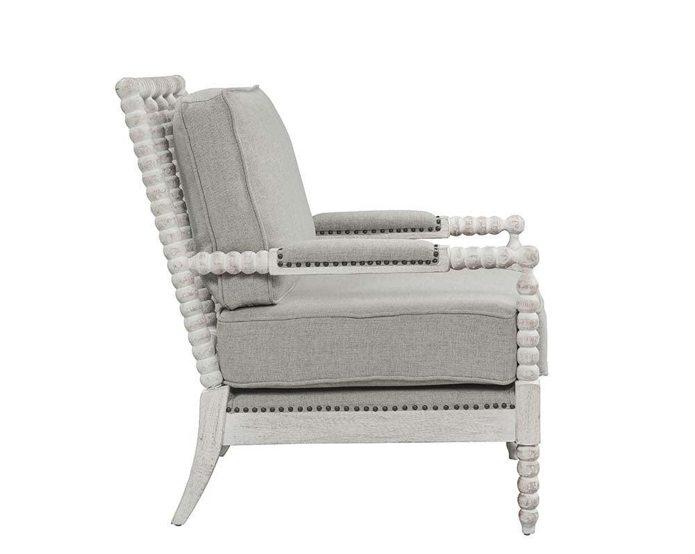 ACME Saraid Accent Chair, Gray Linen & Light Oak Finish FredCo