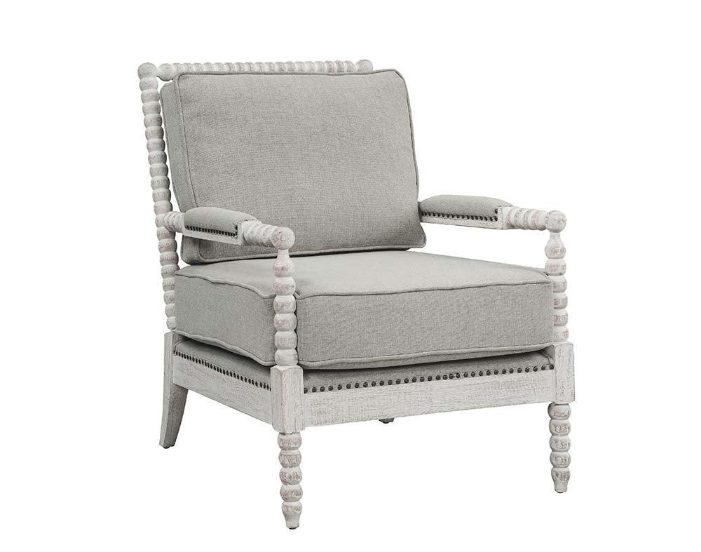ACME Saraid Accent Chair, Gray Linen & Light Oak Finish FredCo