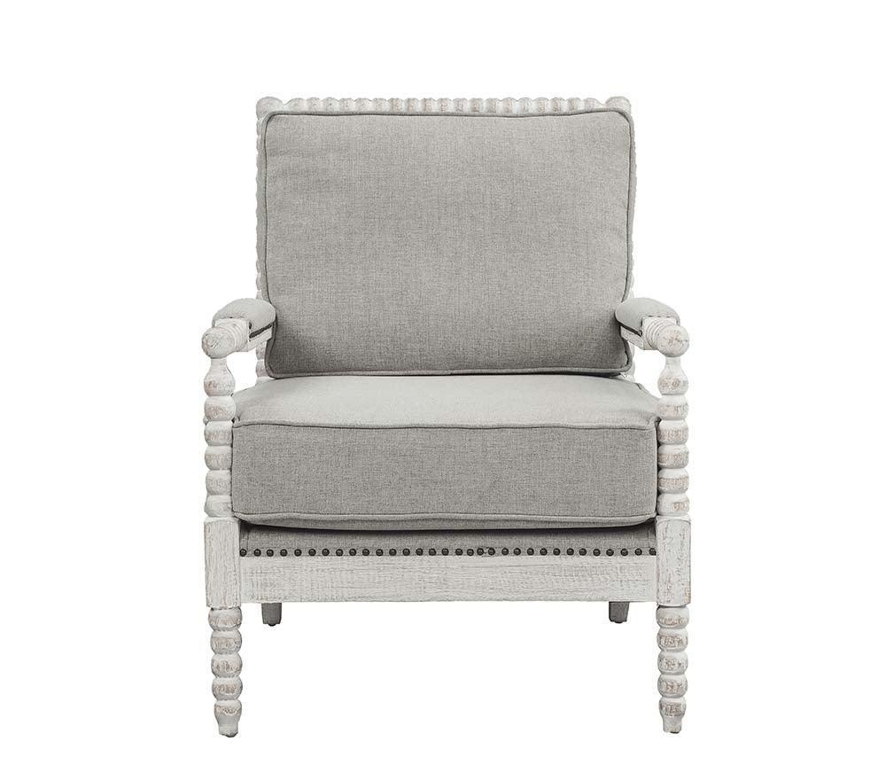 ACME Saraid Accent Chair, Gray Linen & Light Oak Finish FredCo