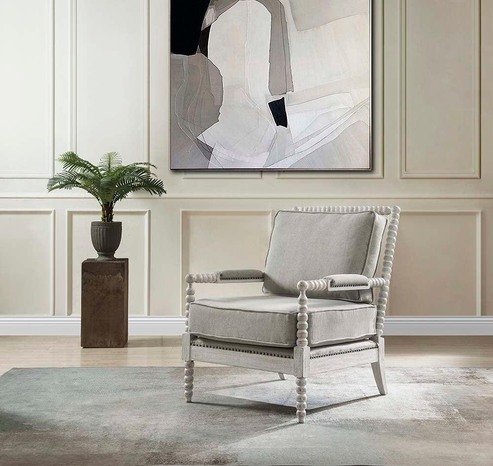 ACME Saraid Accent Chair, Gray Linen & Light Oak Finish FredCo