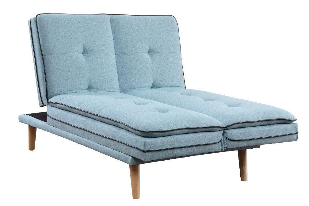 ACME Savilla Adjustable Sofa, Blue Linen & Oak Finish FredCo