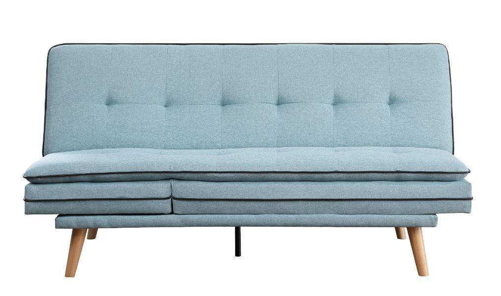 ACME Savilla Adjustable Sofa, Blue Linen & Oak Finish FredCo