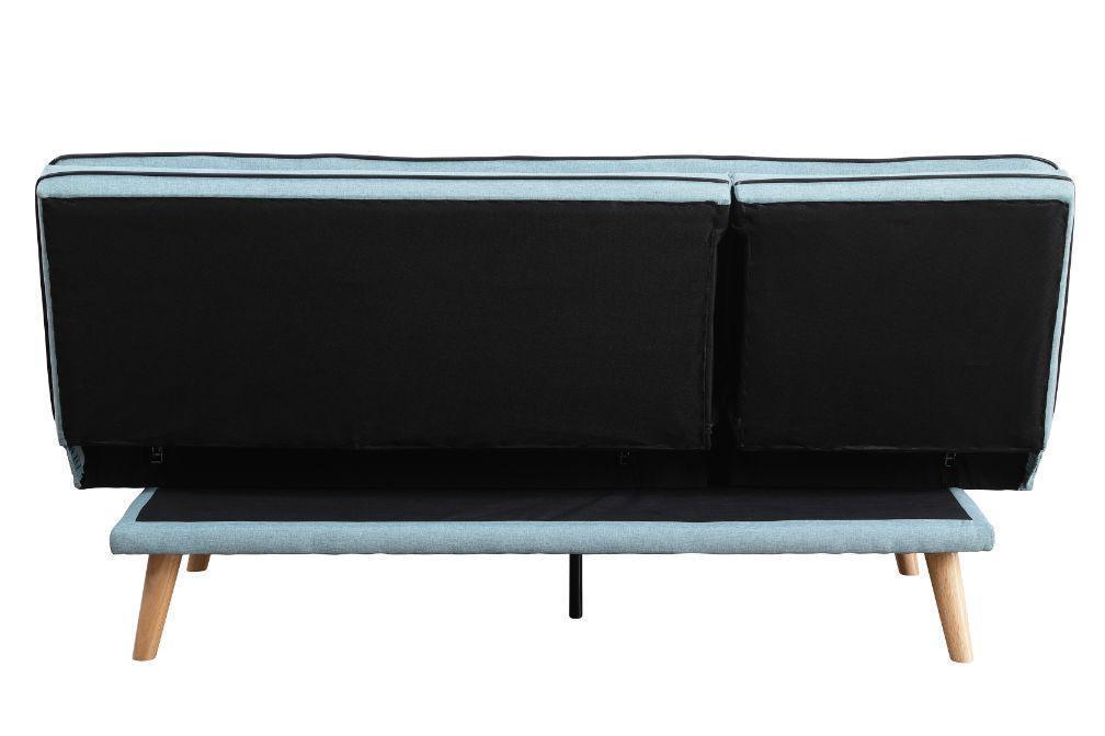 ACME Savilla Adjustable Sofa, Blue Linen & Oak Finish FredCo
