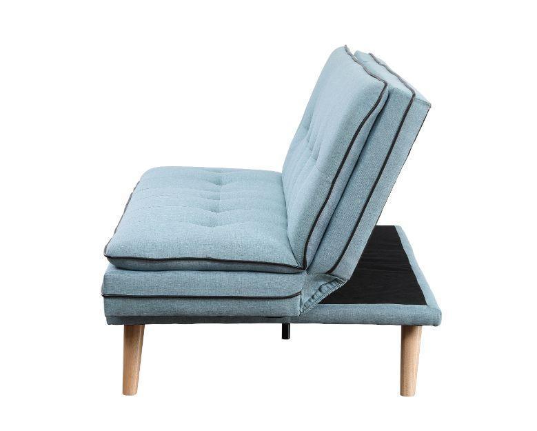 ACME Savilla Adjustable Sofa, Blue Linen & Oak Finish FredCo