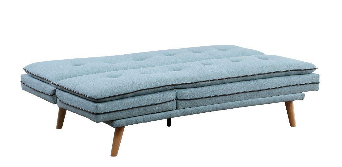 ACME Savilla Adjustable Sofa, Blue Linen & Oak Finish FredCo