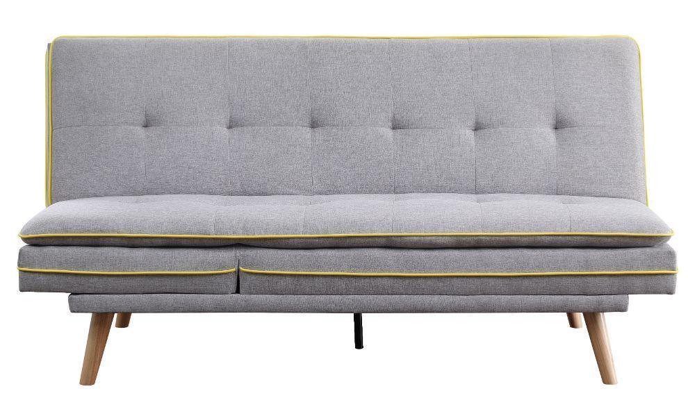 ACME Savilla Adjustable Sofa, Gray Linen & Oak Finish FredCo