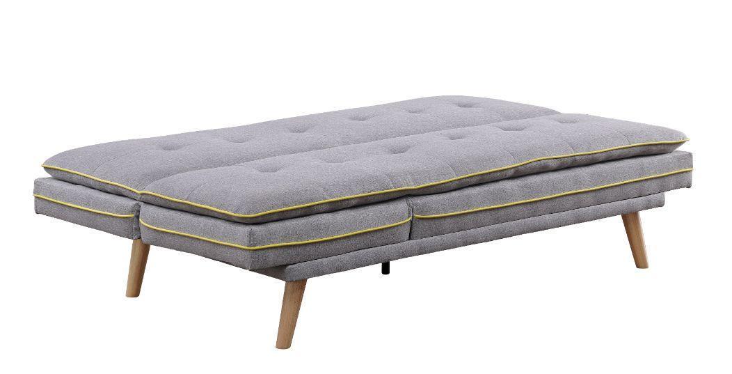 ACME Savilla Adjustable Sofa, Gray Linen & Oak Finish FredCo
