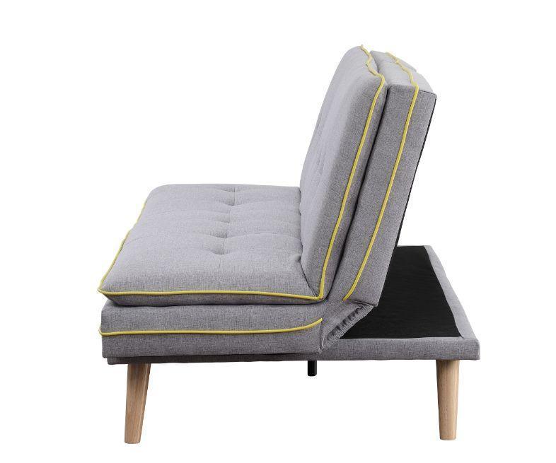 ACME Savilla Adjustable Sofa, Gray Linen & Oak Finish FredCo