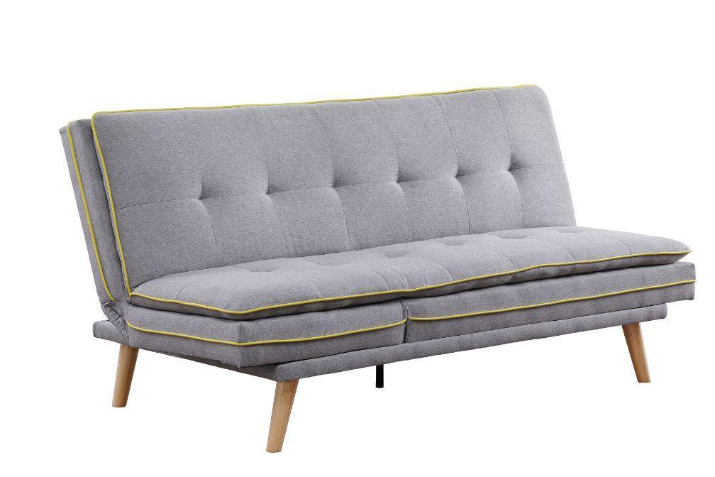 ACME Savilla Adjustable Sofa, Gray Linen & Oak Finish FredCo