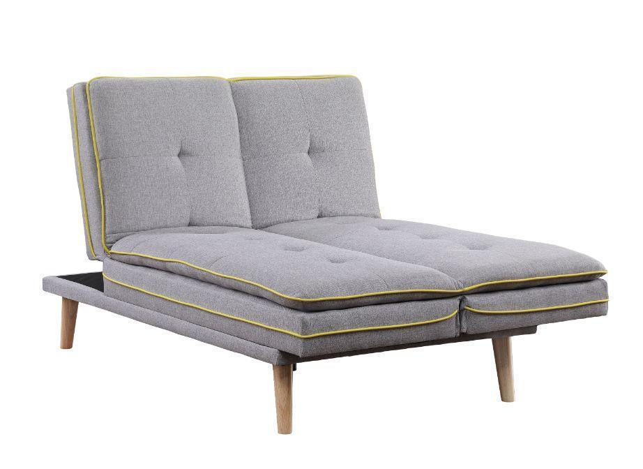 ACME Savilla Adjustable Sofa, Gray Linen & Oak Finish FredCo