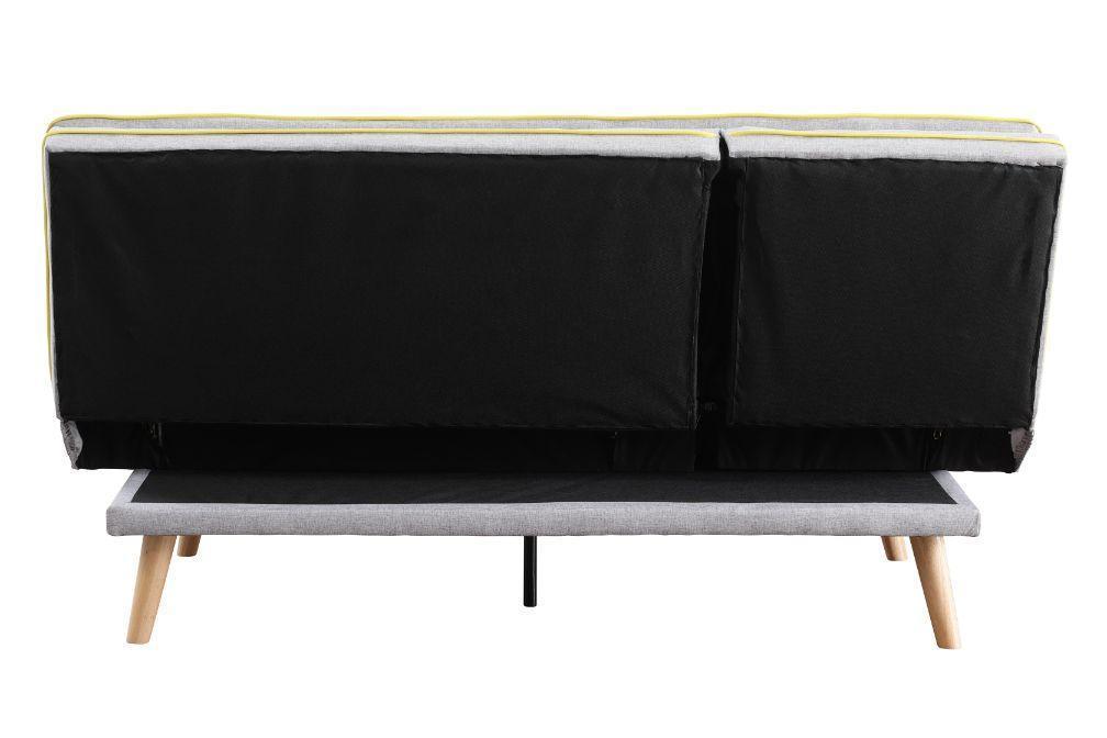 ACME Savilla Adjustable Sofa, Gray Linen & Oak Finish FredCo