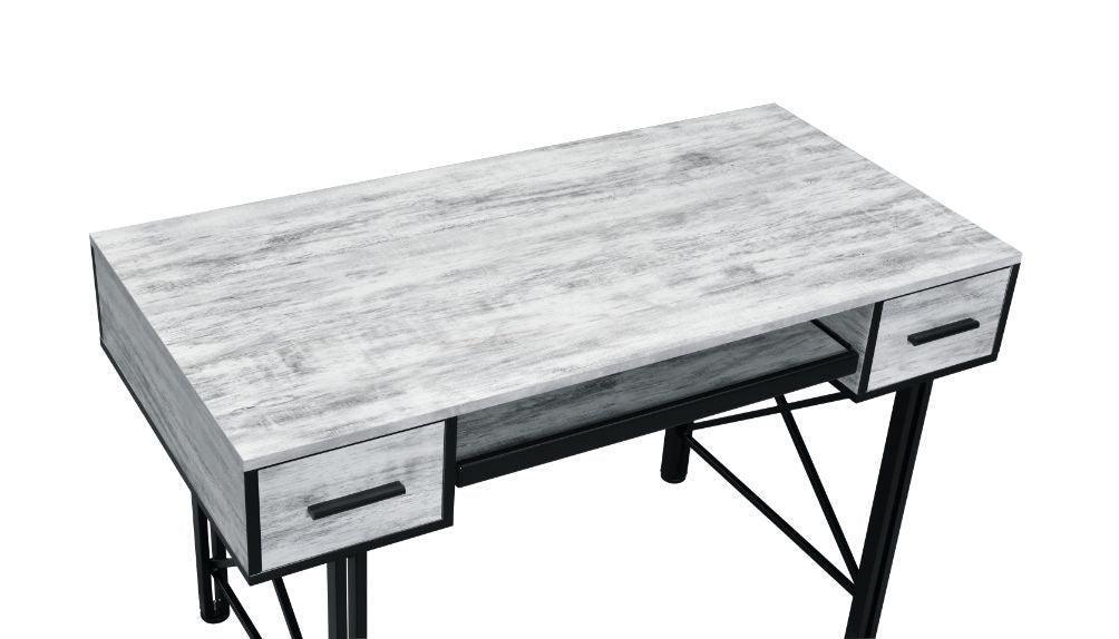 ACME Settea Computer Desk, Antique White & Black Finish FredCo
