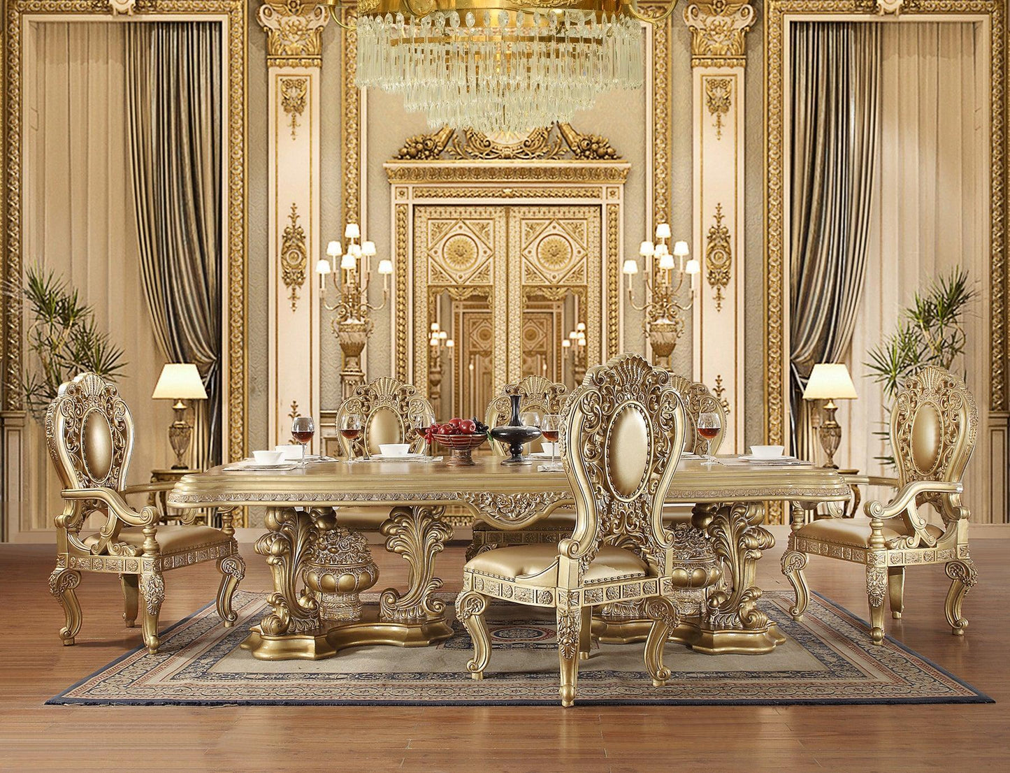 ACME Seville Side Chair (2Pc), PU & Gold Finish DN00458 FredCo