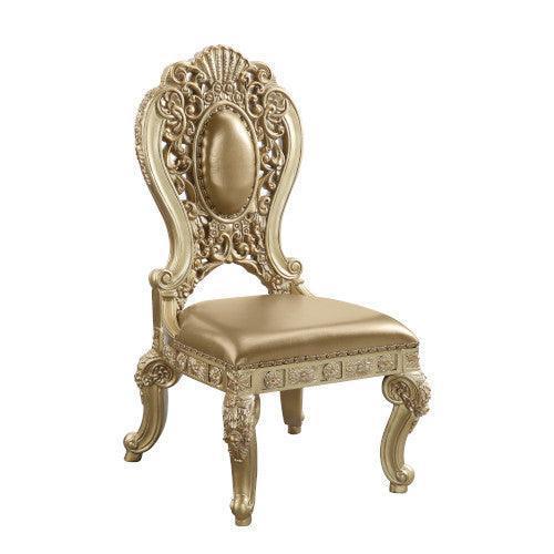 ACME Seville Side Chair (2Pc), PU & Gold Finish DN00458 FredCo