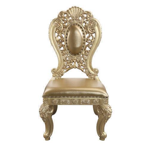 ACME Seville Side Chair (2Pc), PU & Gold Finish DN00458 FredCo