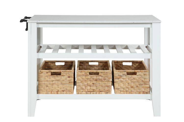 ACME Sezye Kitchen Island , Marble Top & White Finish FredCo