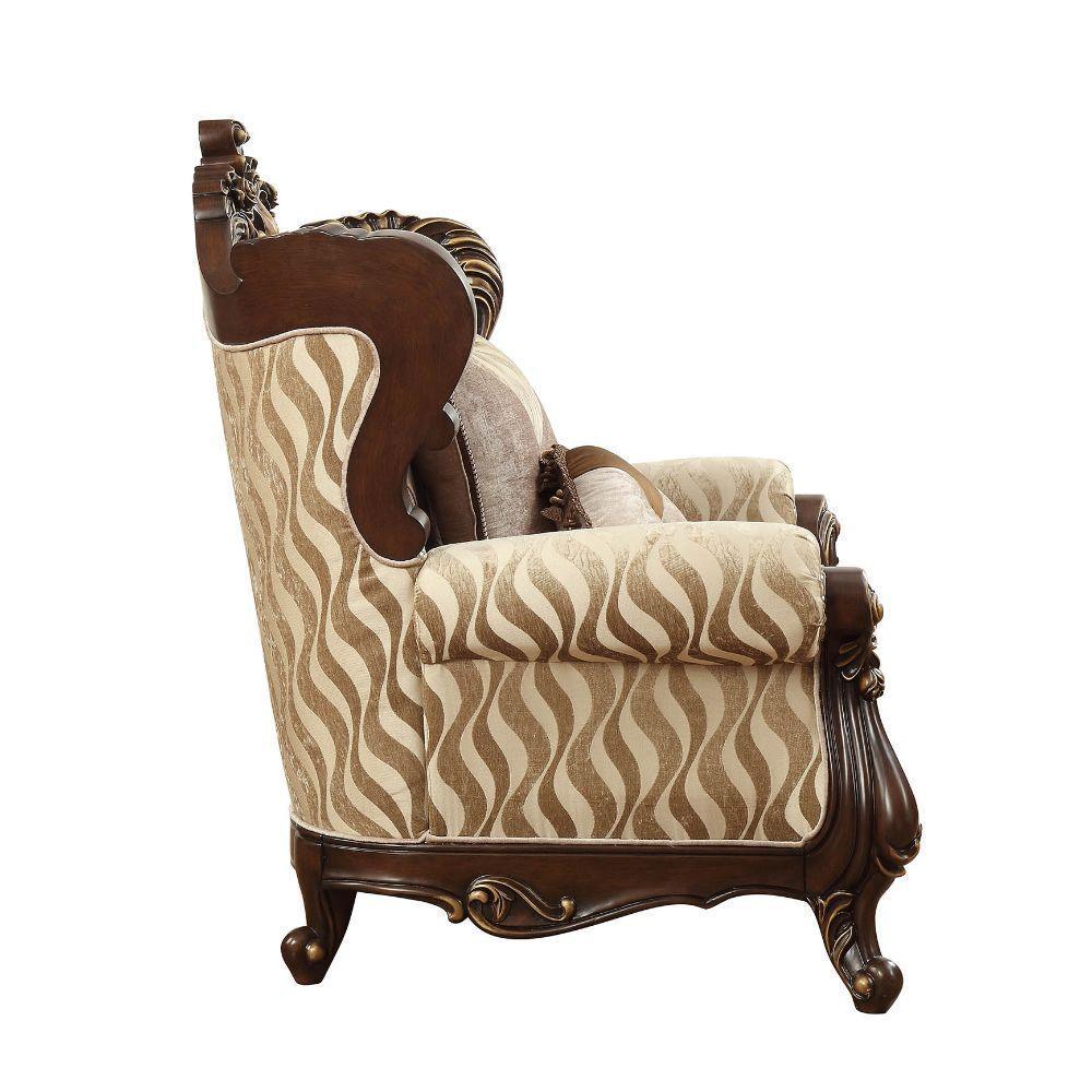 ACME Shalisa Chair w/2 Pillows, Fabric & Walnut FredCo