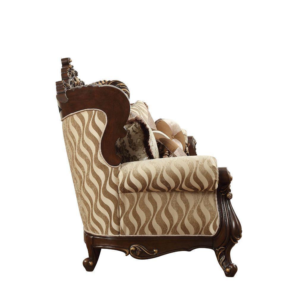 ACME Shalisa Sofa w/7 Pillows, Fabric & Walnut FredCo