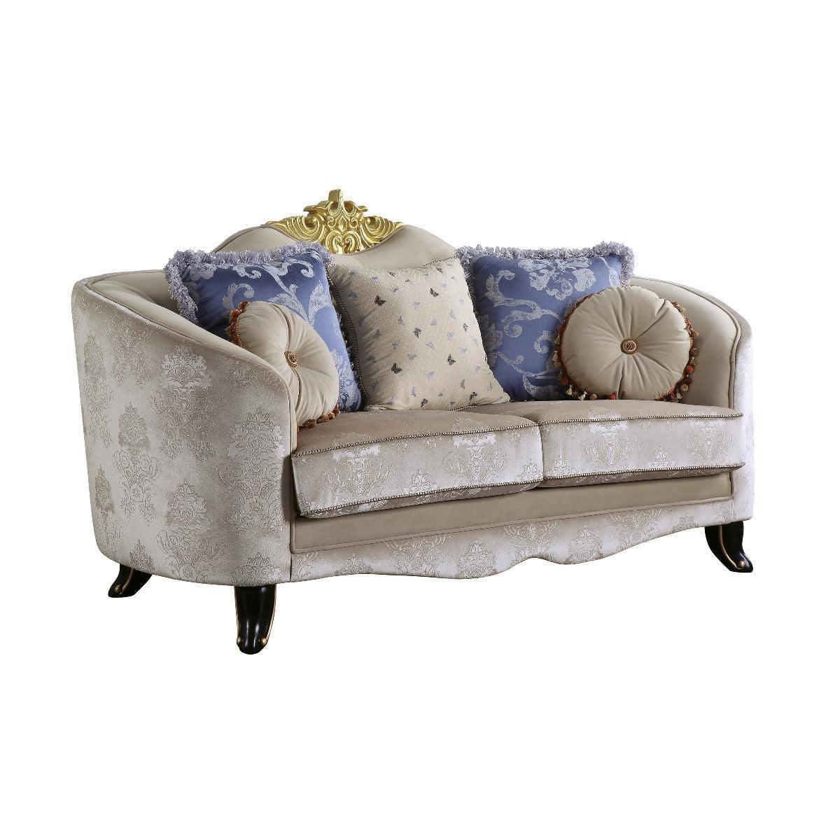ACME Sheridan Loveseat w/5 Pillows, Cream Fabric FredCo