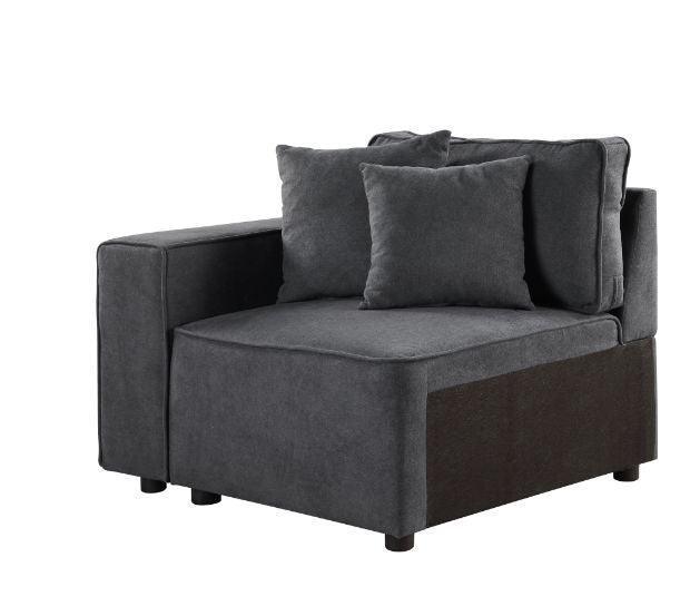 ACME Silvester Modular Left Facing Chair w/2 Pillows, Gray Fabric FredCo