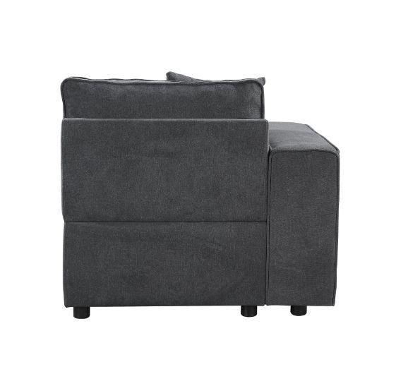 ACME Silvester Modular Left Facing Chair w/2 Pillows, Gray Fabric FredCo