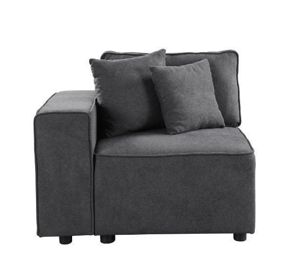 ACME Silvester Modular Left Facing Chair w/2 Pillows, Gray Fabric FredCo
