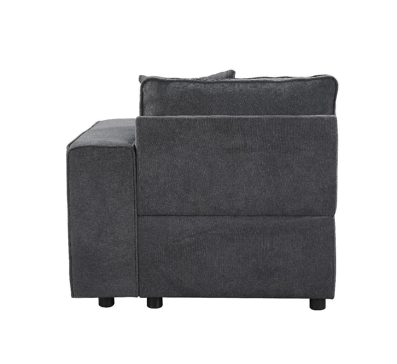 ACME Silvester Modular Right Facing Chair w/2 Pillows, Gray Fabric FredCo