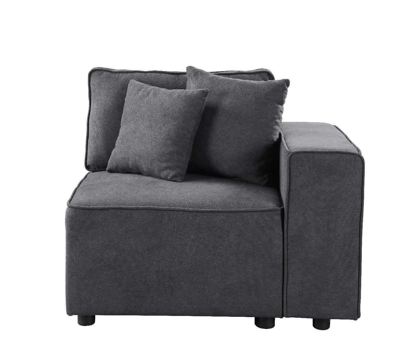 ACME Silvester Modular Right Facing Chair w/2 Pillows, Gray Fabric FredCo