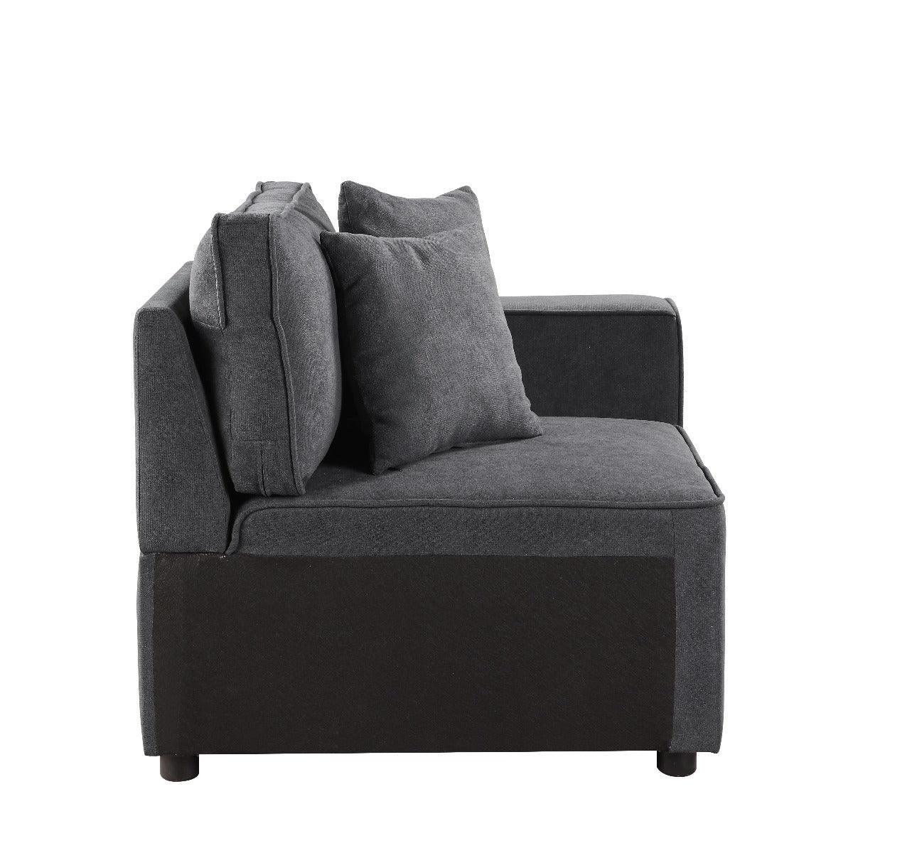 ACME Silvester Modular Right Facing Chair w/2 Pillows, Gray Fabric FredCo