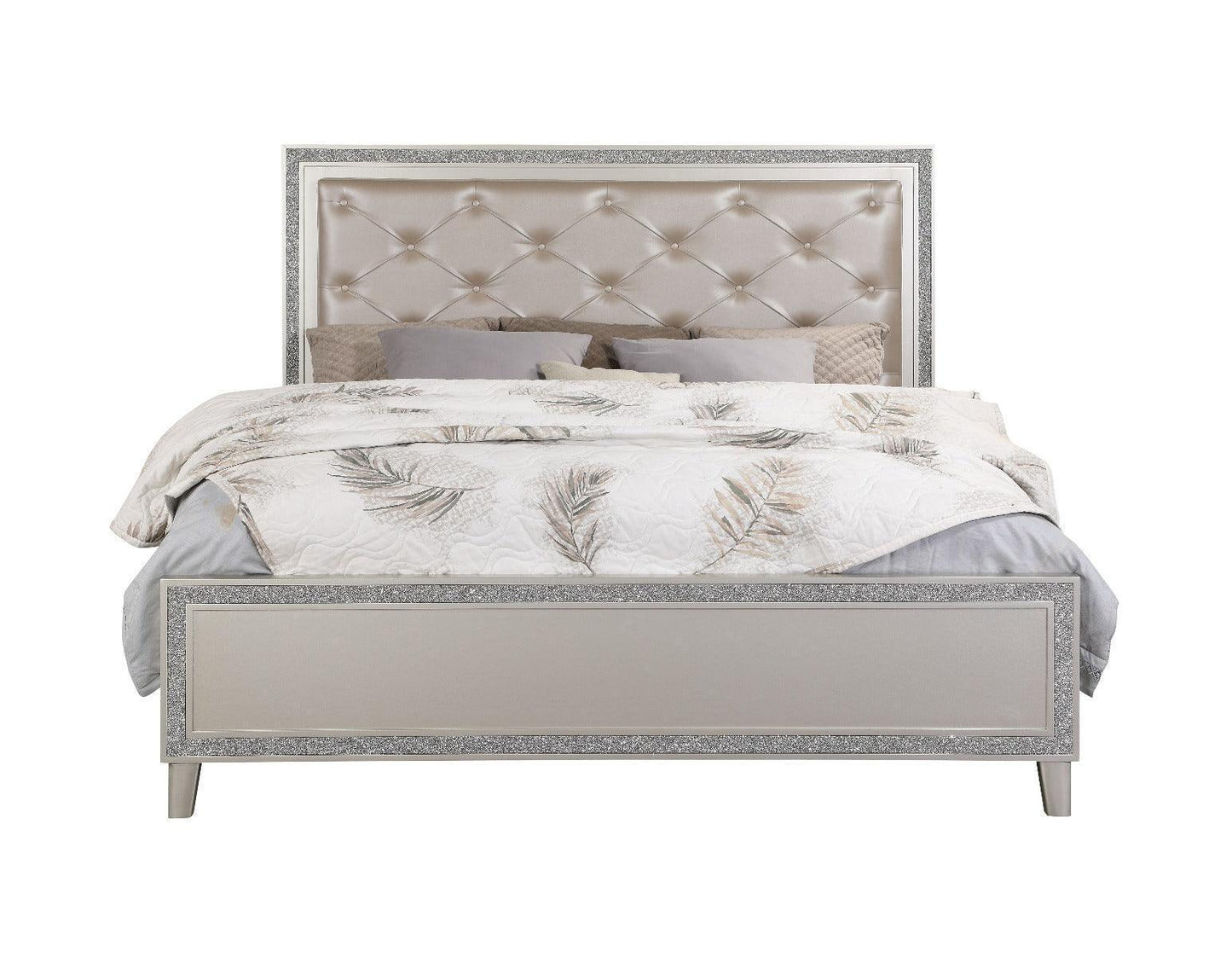 ACME Sliverfluff Eastern King Bed, PU & Champagne Finish FredCo