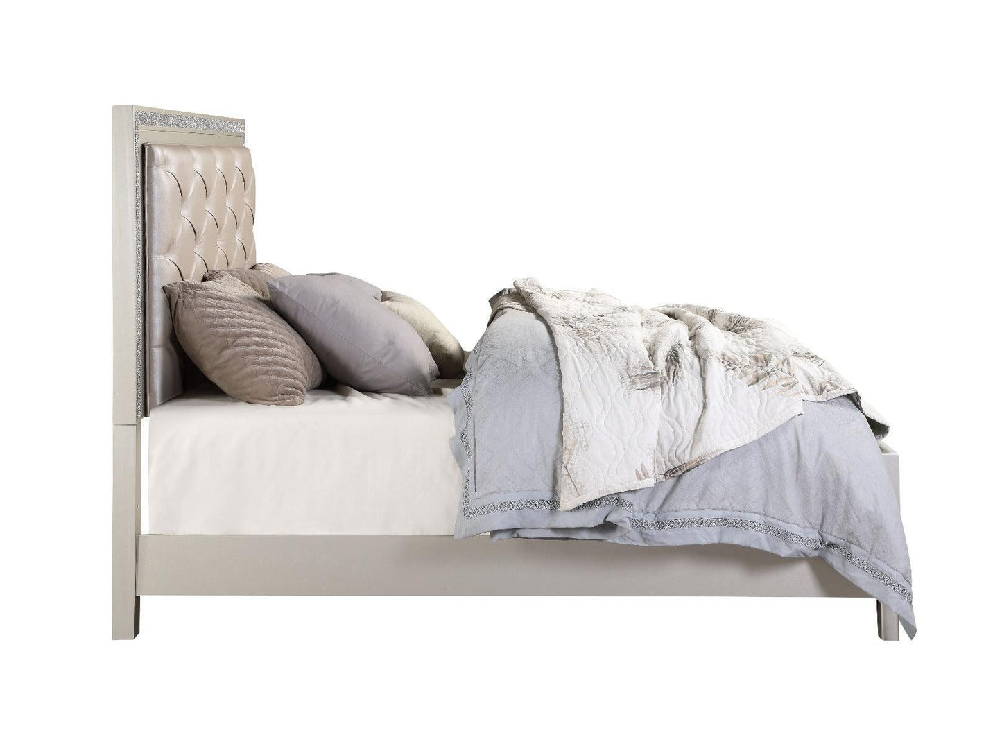 ACME Sliverfluff Eastern King Bed, PU & Champagne Finish FredCo