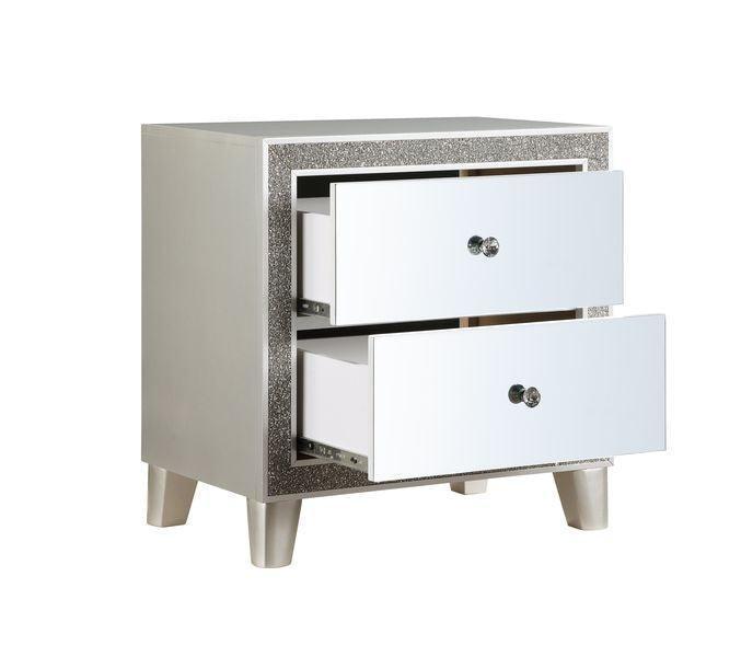 ACME Sliverfluff Nightstand, Mirrored & Champagne Finish FredCo
